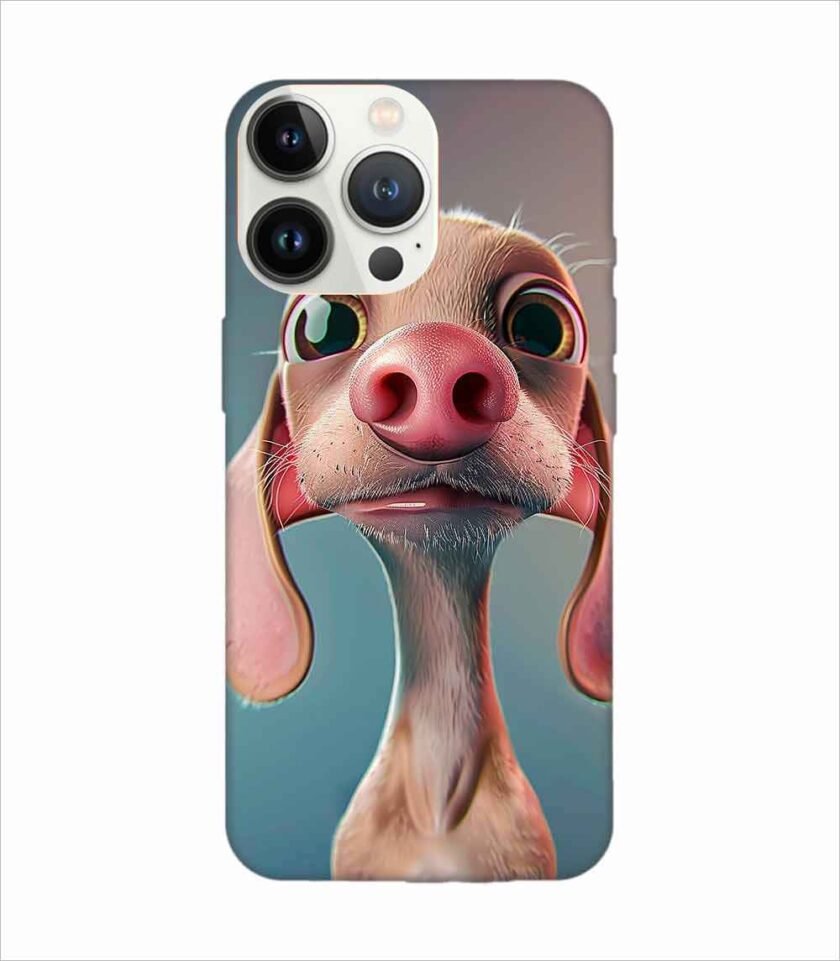 Apple Iphone 13 Pro Back Case Covers 3D Cartoon Style Dachshund Pink Nose Rich Expressions