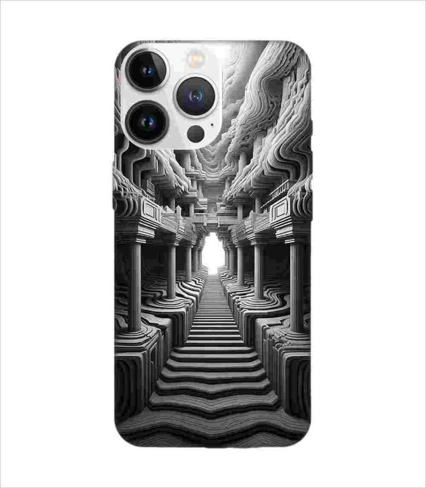 Apple Iphone 13 Pro Back Case Covers Abstract Geometry Black White Illustration