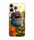 Apple Iphone 13 Pro Back Case Covers Blue Bird With Red Beret Sitting Branch Field Flowers