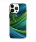 Apple Iphone 13 Pro Back Case Covers Blue Green Abstract Background With Pattern Waves Tree