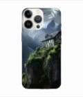 Apple Iphone 13 Pro Back Case Covers Charming Stone House Sits Perched High Atop Mountain Cliff With Snowcapped Peaks Distance