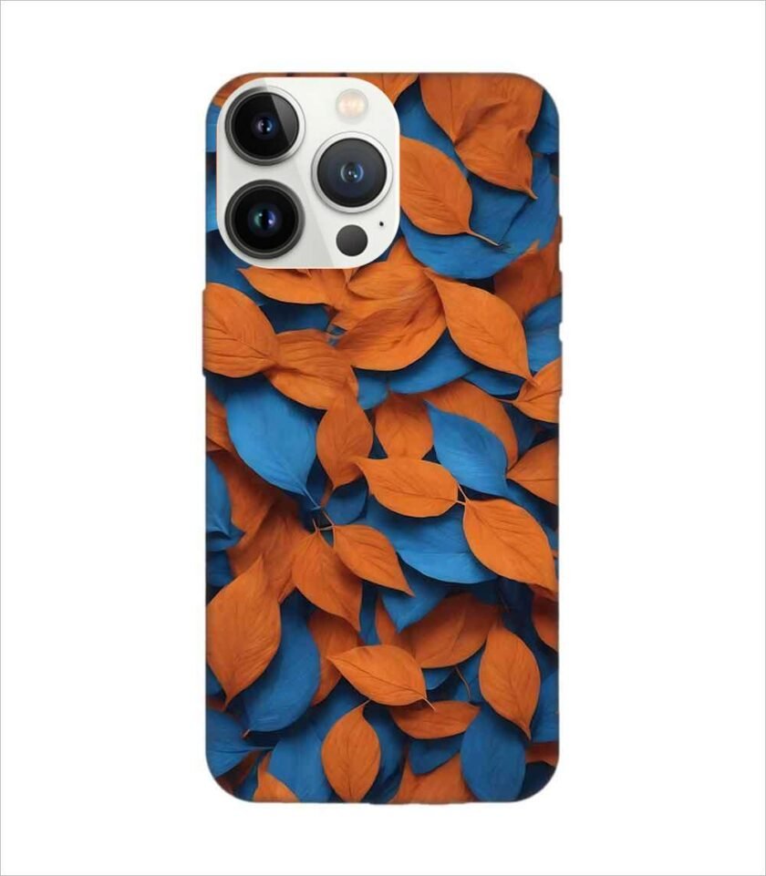 Apple Iphone 13 Pro Back Case Covers Close Up Bunch Orange Blue Leaves Generative Ai
