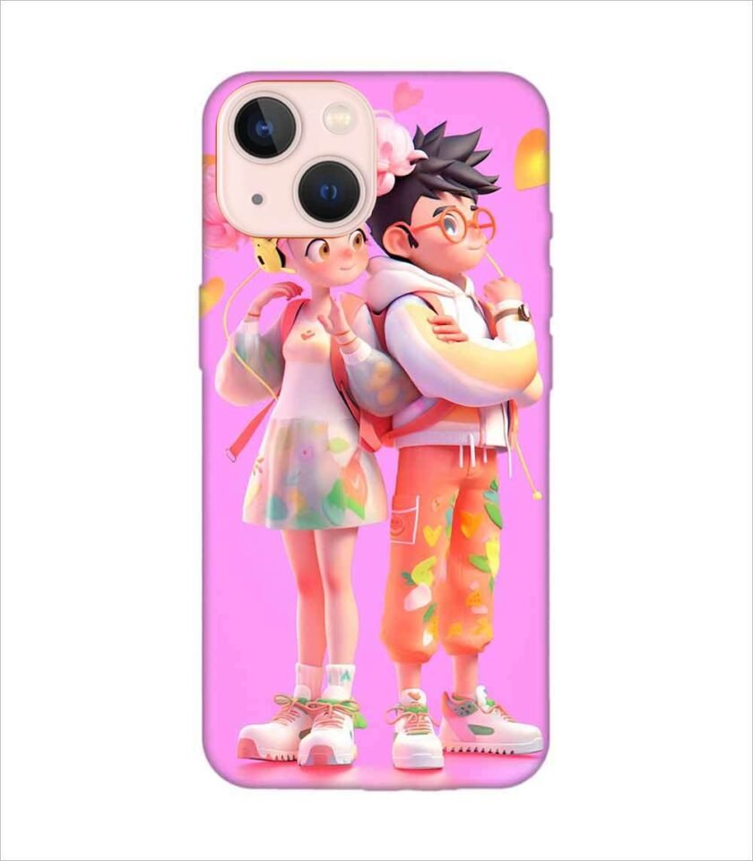 Apple Iphone 13 Back Case Covers Cartoon Couple Young Man Woman With Balloons Life Preserver Generative Ai