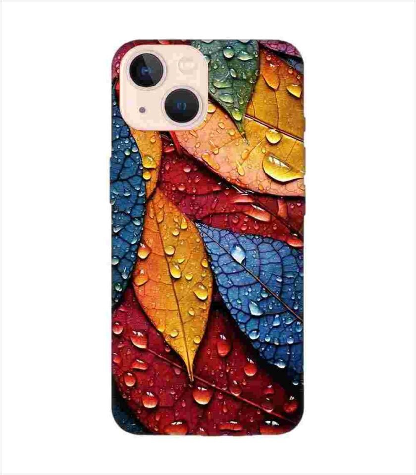 Apple Iphone 13 Back Case Covers Close Up Bunch Colorful Leaves With Water Droplets Generative Ai
