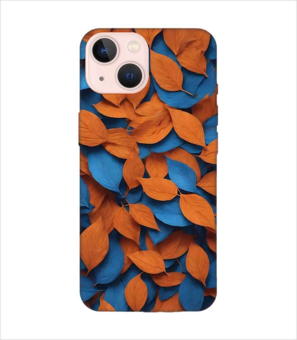 Apple Iphone 13 Back Case Covers Close Up Bunch Orange Blue Leaves Generative Ai