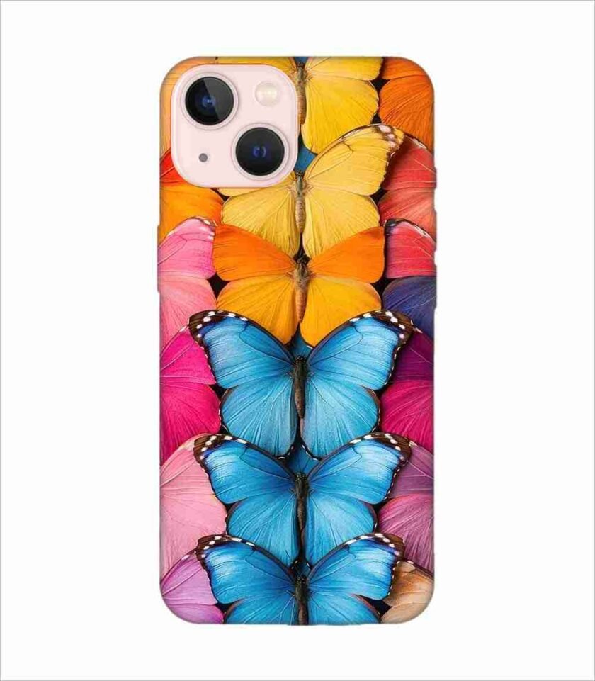 Apple Iphone 13 Back Case Covers Closeup Colorful Butterfly Collection Display