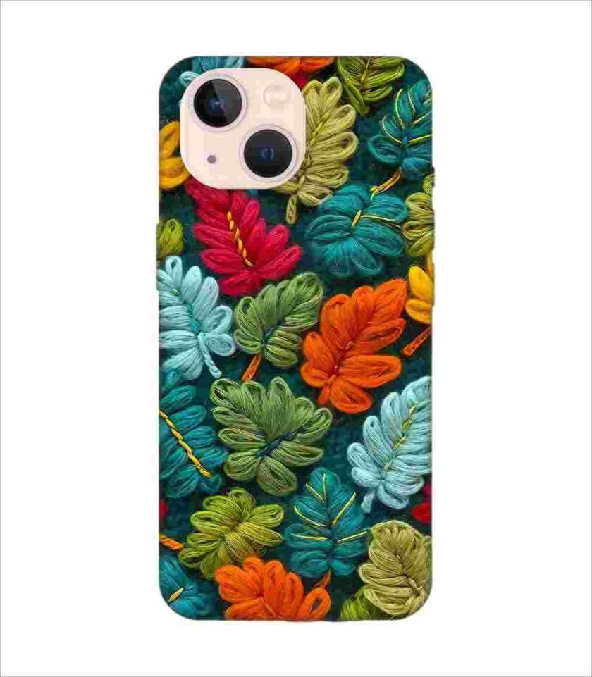 Apple Iphone 14 Plus Back Case Covers Abstract Technology Fractal Background With Neon Plant Pattern Dark Background Illustration
