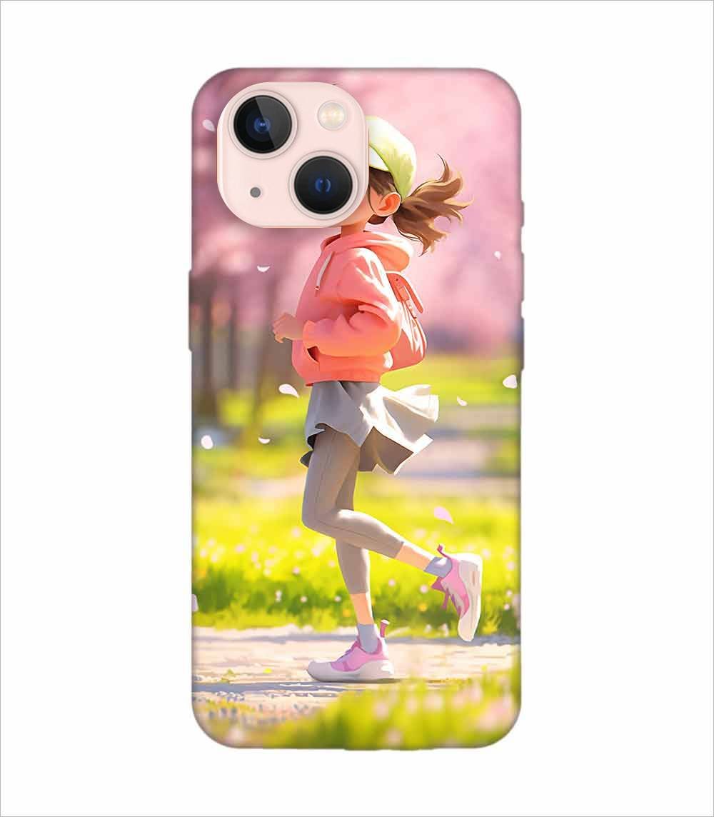 Apple Iphone 14 Plus Back Case Covers Beginning Spring Illustration 3D Illustration Girl Running Spring