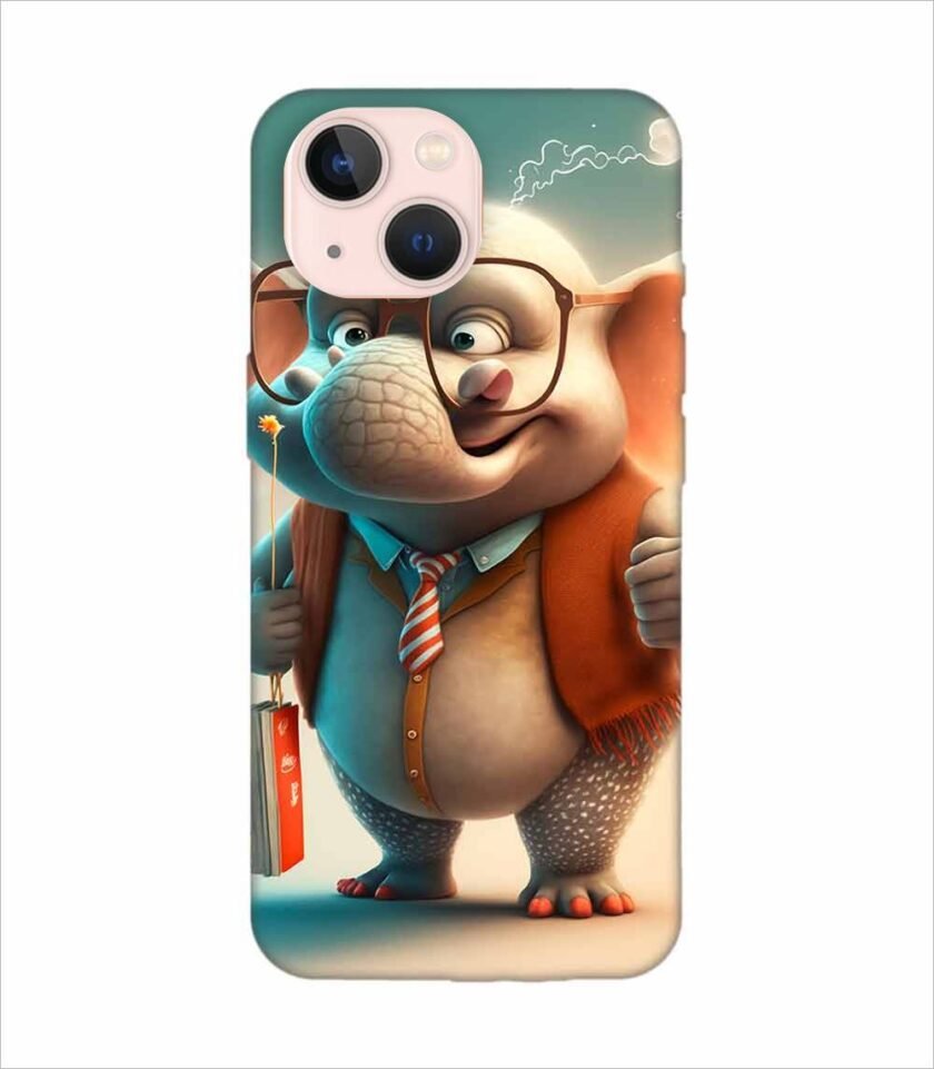 Apple Iphone 14 Plus Back Case Covers Cartoon Character With Red Flag Big Eared Elephant