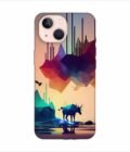Apple Iphone 14 Plus Back Case Covers Colorful Poster With Moose Mountains Background