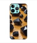 Apple Iphone 14 Pro Max Back Case Covers Abstract 3D Rendering Black Surface Background With Futuristic Low Poly Shape