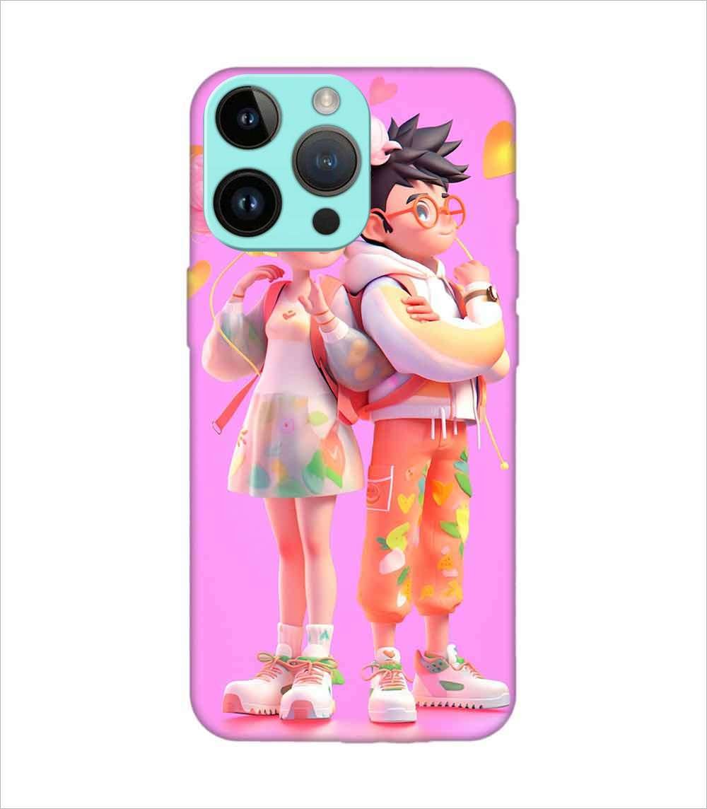 Apple Iphone 14 Pro Max Back Case Covers Cartoon Couple Young Man Woman With Balloons Life Preserver Generative Ai
