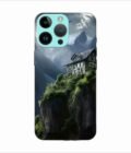 Apple Iphone 14 Pro Max Back Case Covers Charming Stone House Sits Perched High Atop Mountain Cliff With Snowcapped Peaks Distance