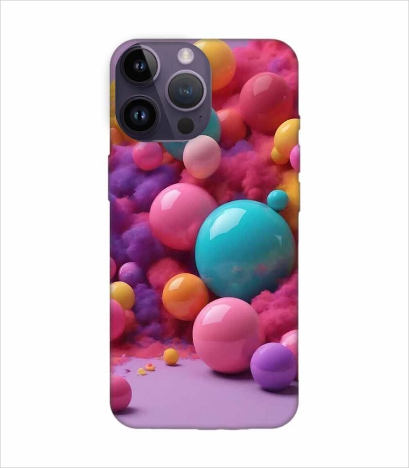 Apple Iphone 14 Pro Back Case Covers 3D Render Colorful Objects Isolated Background