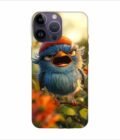 Apple Iphone 14 Pro Back Case Covers Blue Bird With Red Beret Sitting Branch Field Flowers