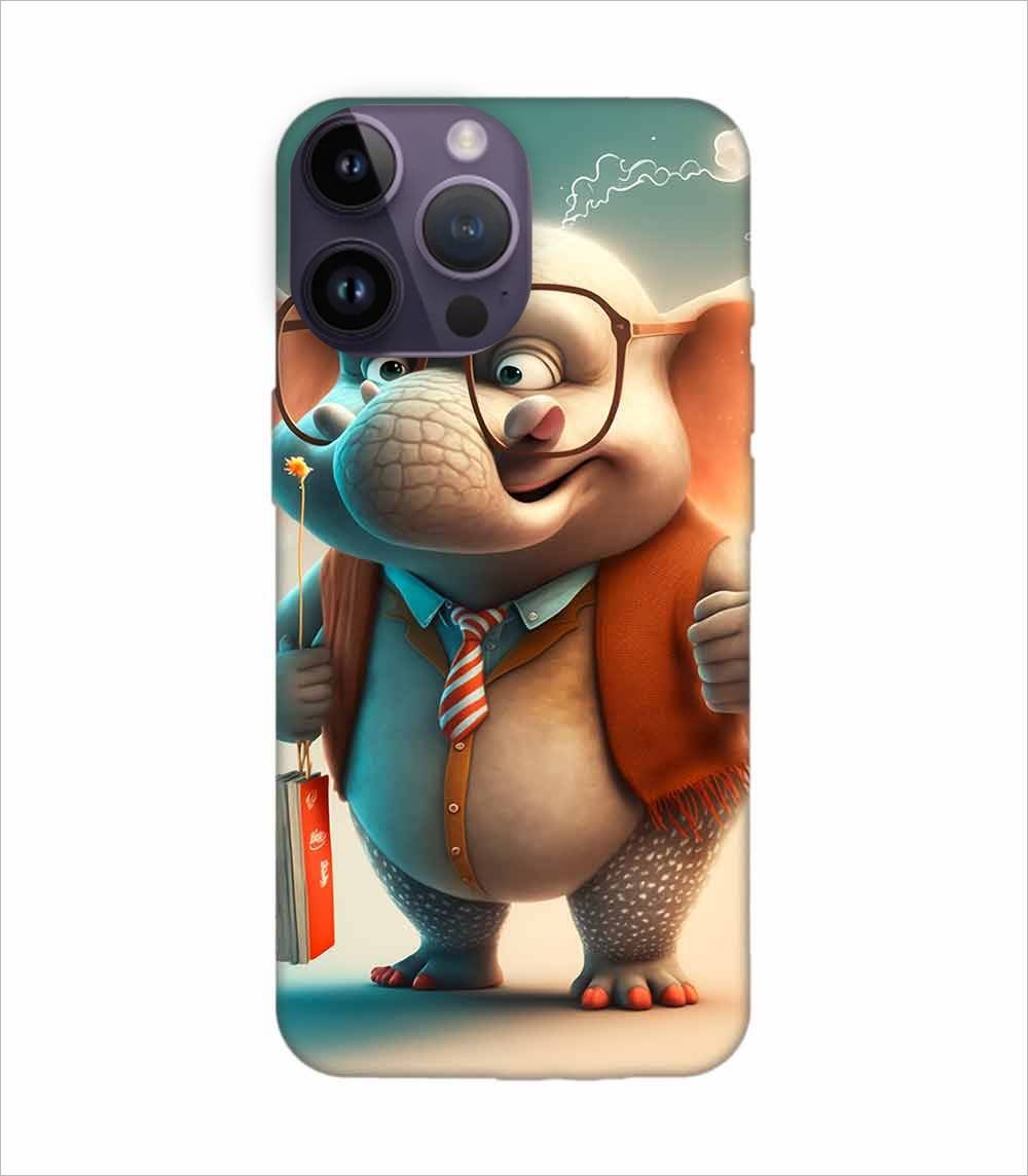 Apple Iphone 14 Pro Back Case Covers Cartoon Character With Red Flag Big Eared Elephant