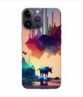 Apple Iphone 14 Pro Back Case Covers Colorful Poster With Moose Mountains Background