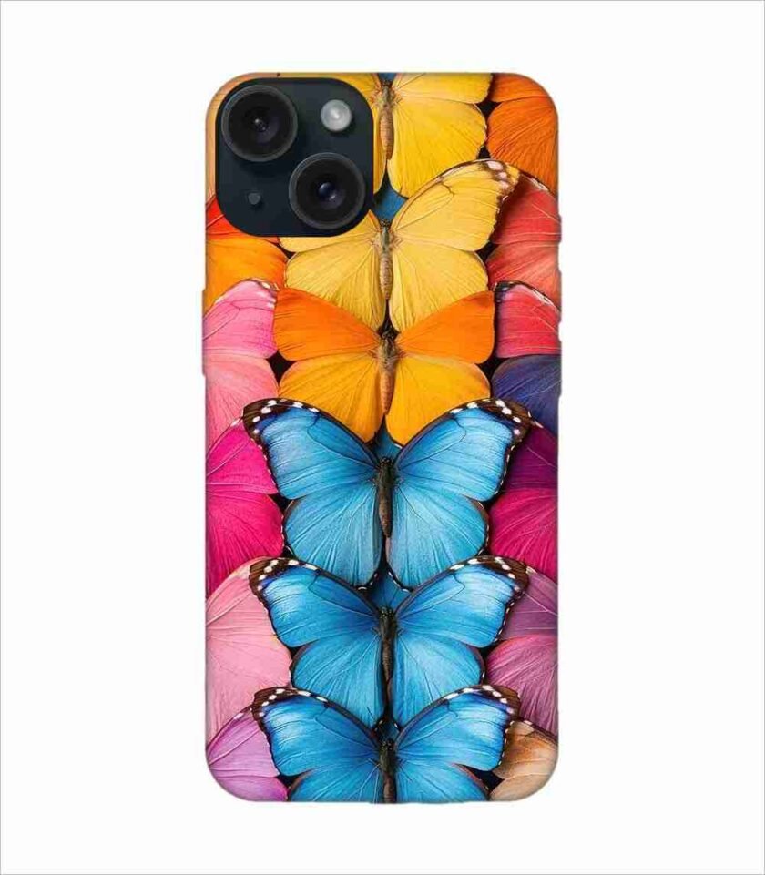 Apple Iphone 15 Pro Max Back Case Covers Closeup Colorful Butterfly Collection Display
