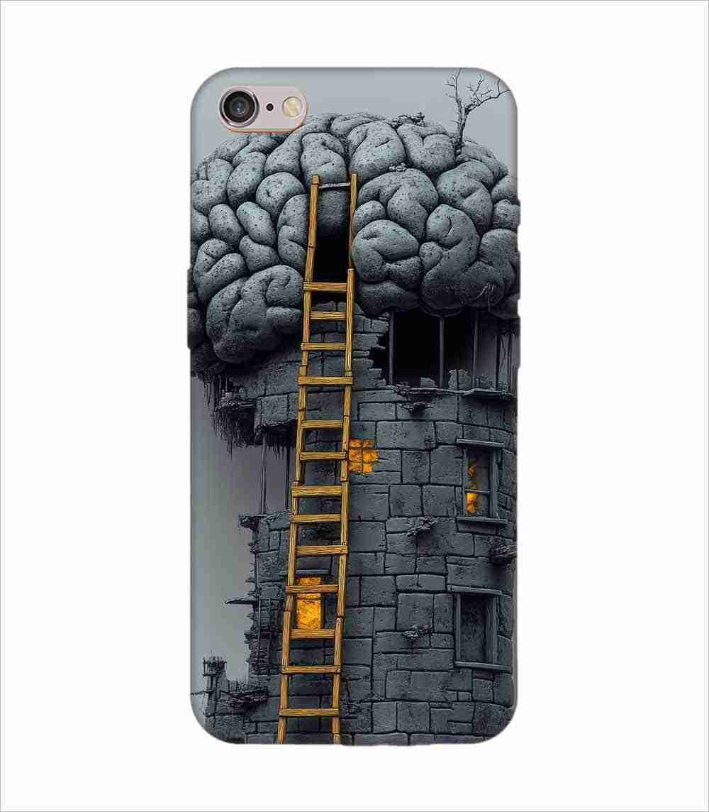 Apple Iphone 15 Pro Back Case Covers 2D Digital Illustration Brain With Ladder