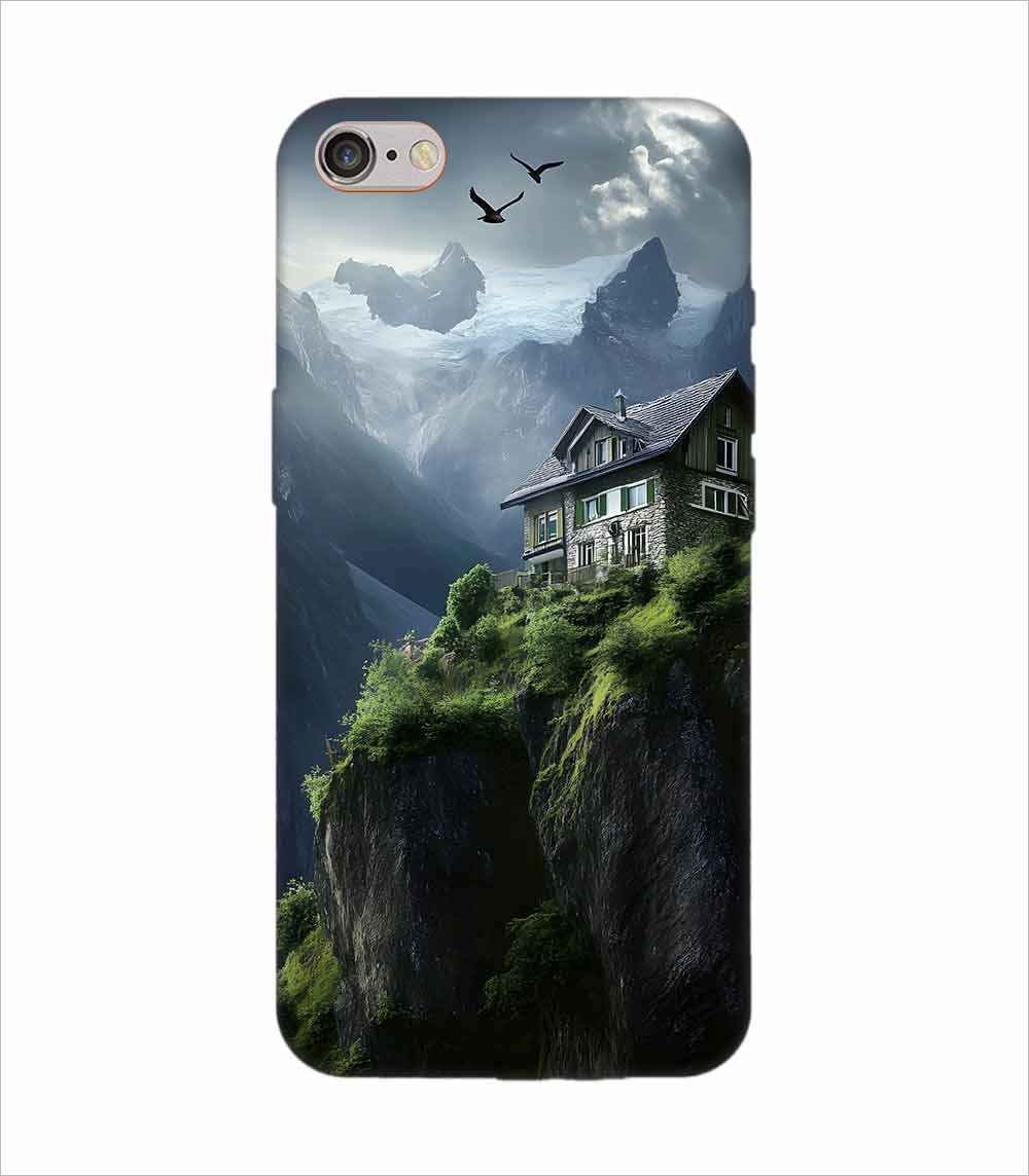 Apple Iphone 15 Pro Back Case Covers Charming Stone House Sits Perched High Atop Mountain Cliff With Snowcapped Peaks Distance