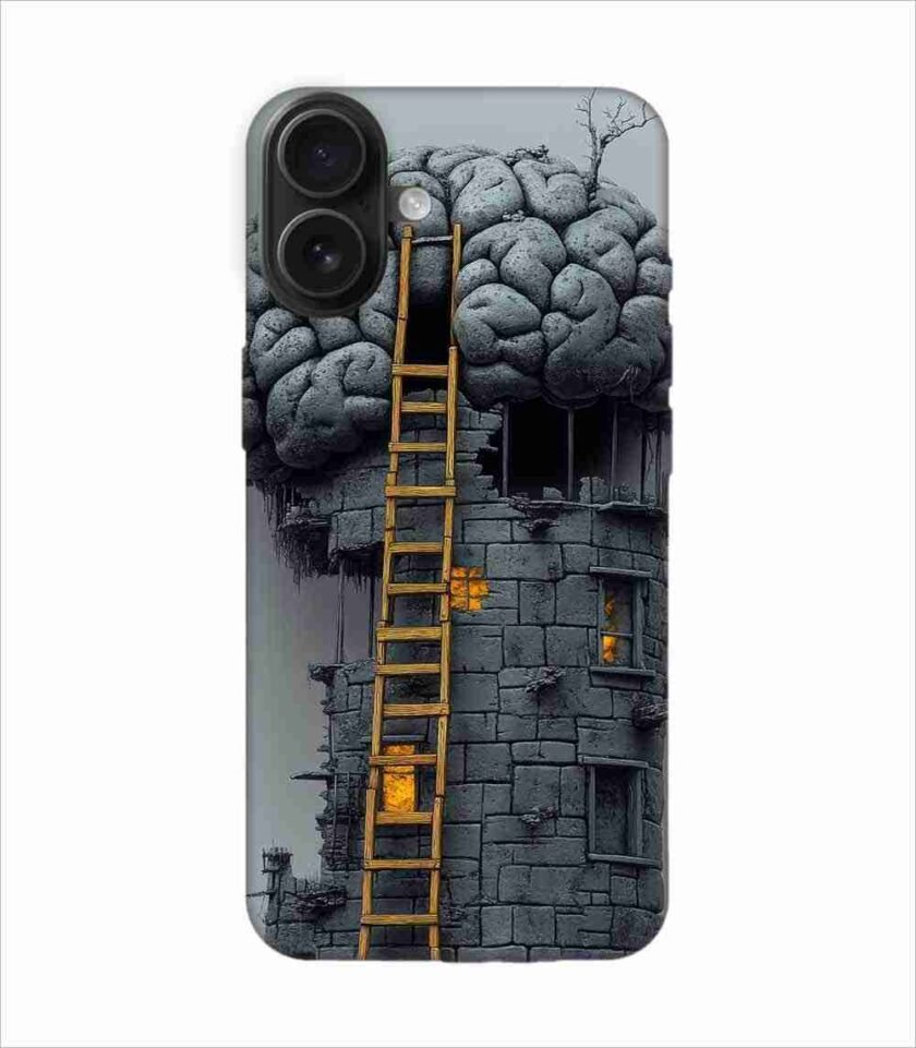 Apple Iphone 16 Plus Back Case Covers 2D Digital Illustration Brain With Ladder