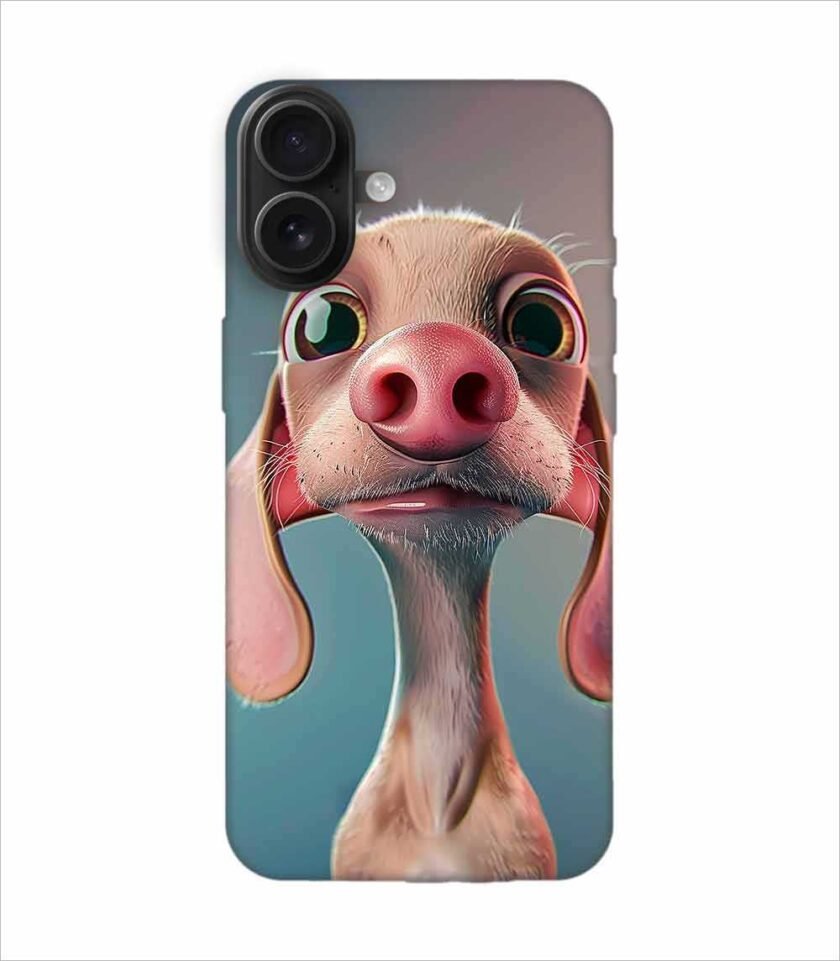 Apple Iphone 16 Plus Back Case Covers 3D Cartoon Style Dachshund Pink Nose Rich Expressions