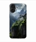 Apple Iphone 16 Plus Back Case Covers Charming Stone House Sits Perched High Atop Mountain Cliff With Snowcapped Peaks Distance