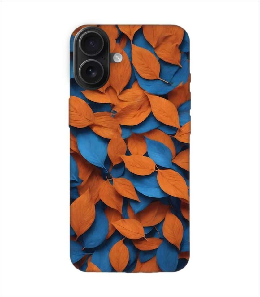 Apple Iphone 16 Plus Back Case Covers Close Up Bunch Orange Blue Leaves Generative Ai