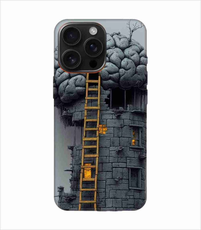 Apple Iphone 16 Pro Max Back Case Covers 2D Digital Illustration Brain With Ladder
