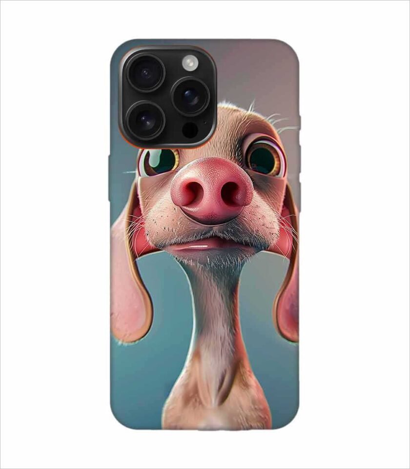 Apple Iphone 16 Pro Max Back Case Covers 3D Cartoon Style Dachshund Pink Nose Rich Expressions