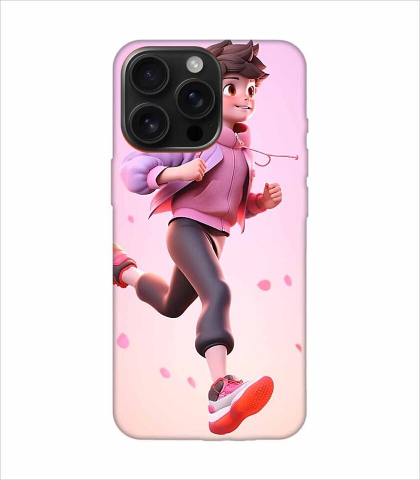 Apple Iphone 16 Pro Max Back Case Covers 3D Illustration Child Running Spring Concept Illustration Childrens Cartoon Outdoor
