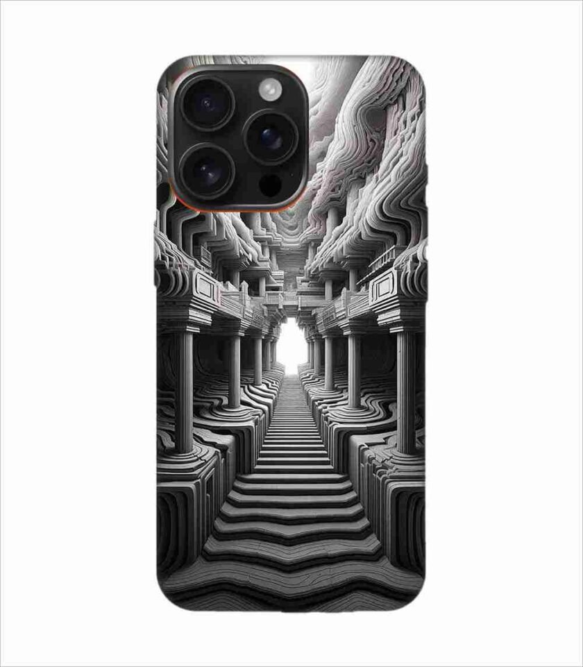 Apple Iphone 16 Pro Max Back Case Covers Abstract Geometry Black White Illustration