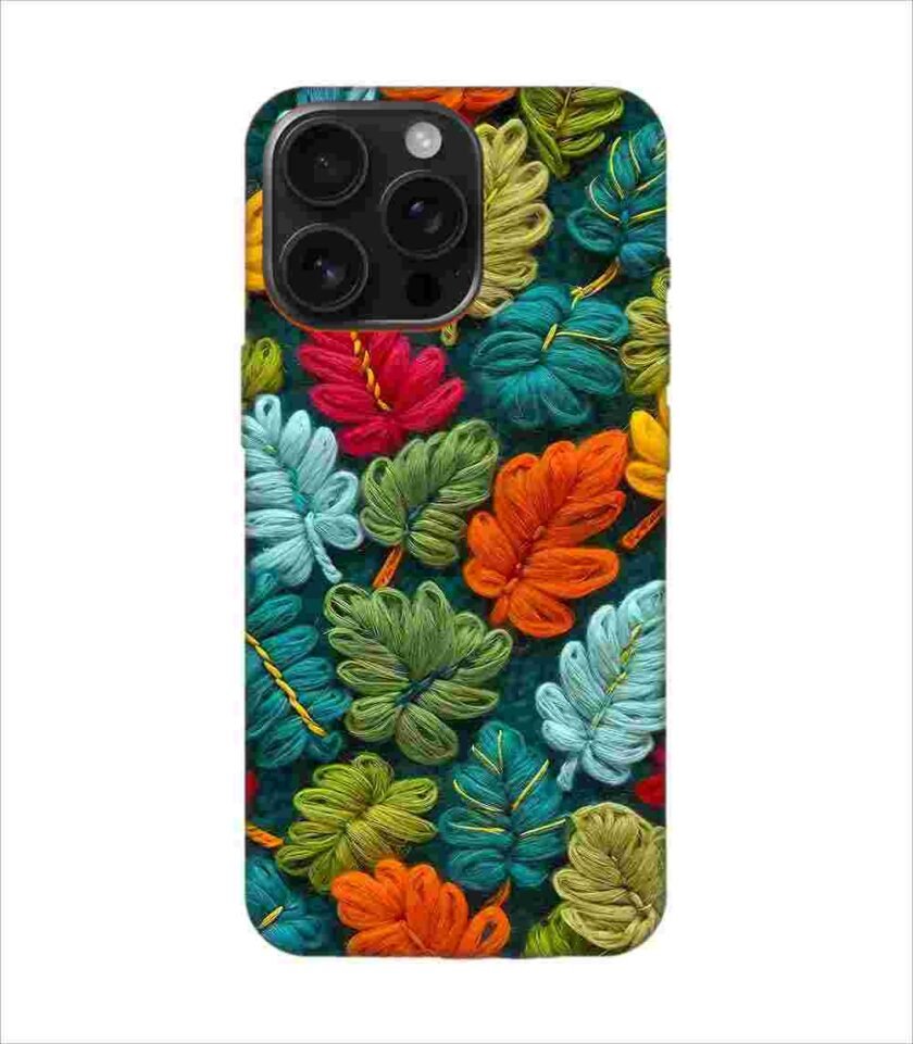 Apple Iphone 16 Pro Max Back Case Covers Abstract Technology Fractal Background With Neon Plant Pattern Dark Background Illustration