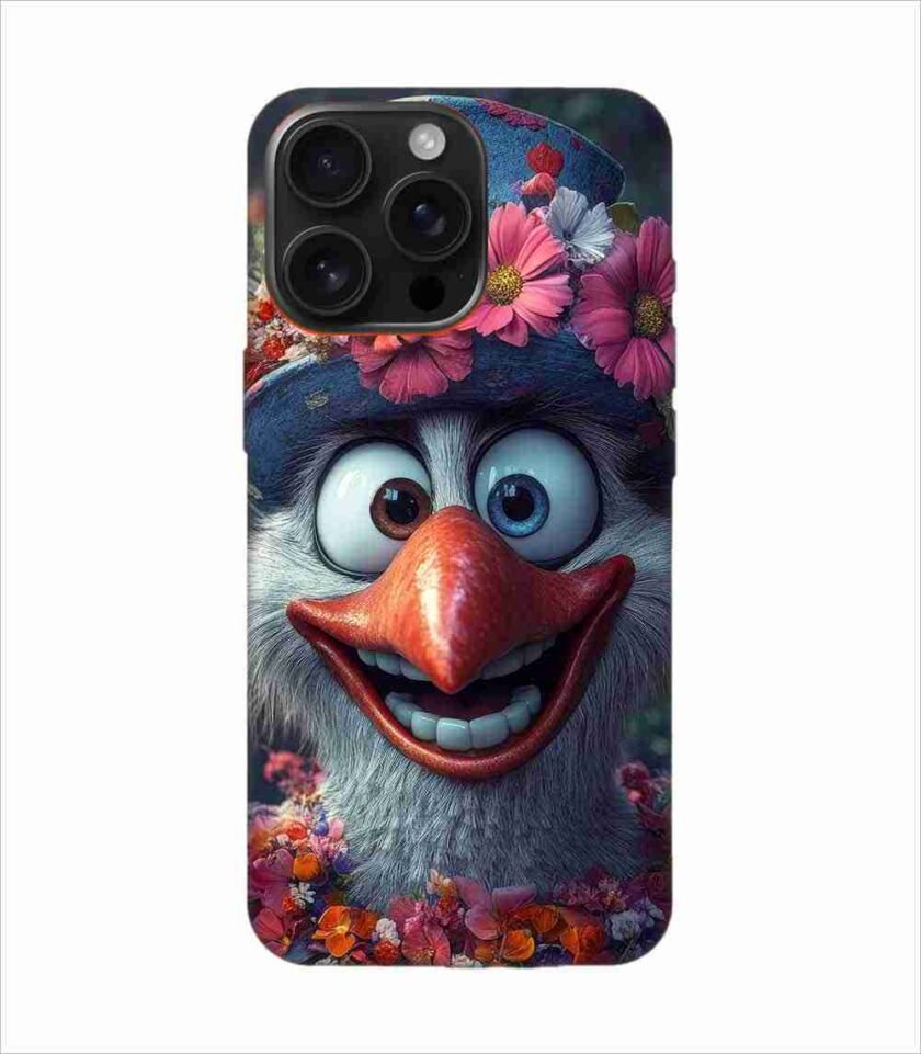 Apple Iphone 16 Pro Max Back Case Covers Bird With Flower Its Head Bird With Flower Its Mouth