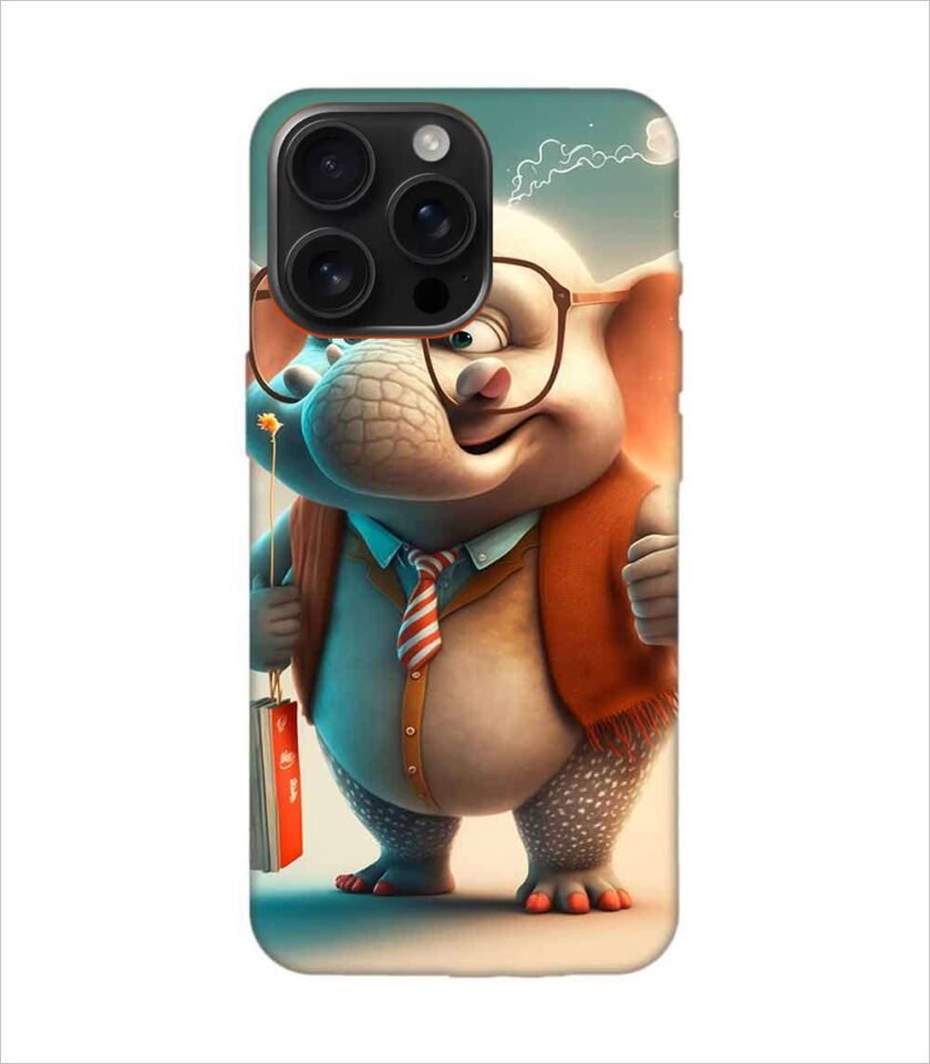 Apple Iphone 16 Pro Max Back Case Covers Cartoon Character With Red Flag Big Eared Elephant