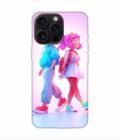 Apple Iphone 16 Pro Max Back Case Covers Cartoon Characters Walking Pink Background With Blue Background Generative Ai