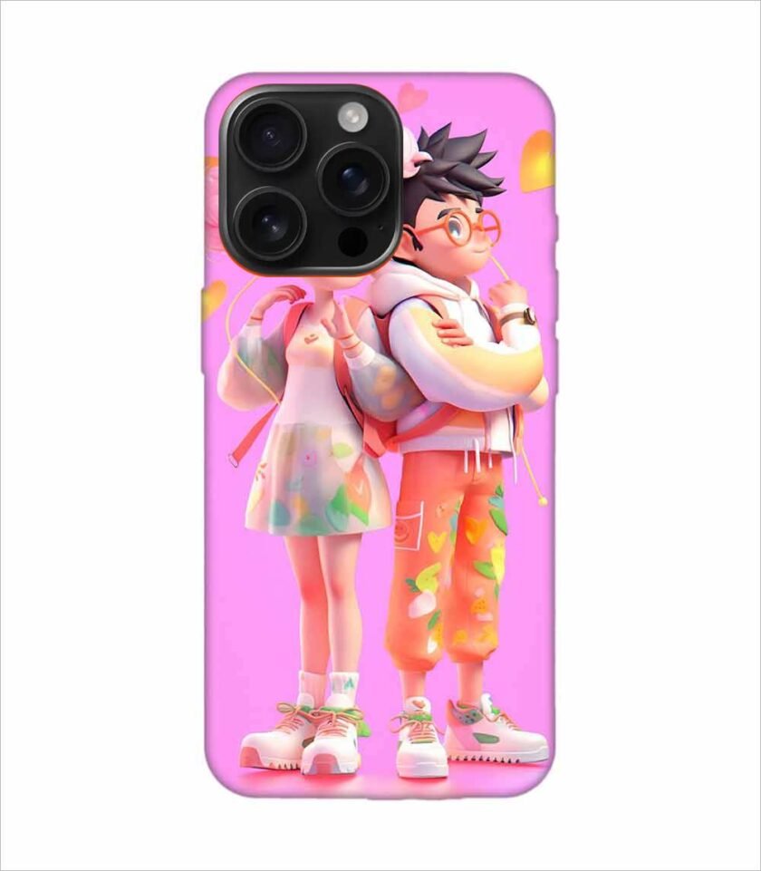 Apple Iphone 16 Pro Max Back Case Covers Cartoon Couple Young Man Woman With Balloons Life Preserver Generative Ai
