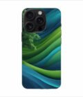 Apple Iphone 16 Pro Back Case Covers Blue Green Abstract Background With Pattern Waves Tree