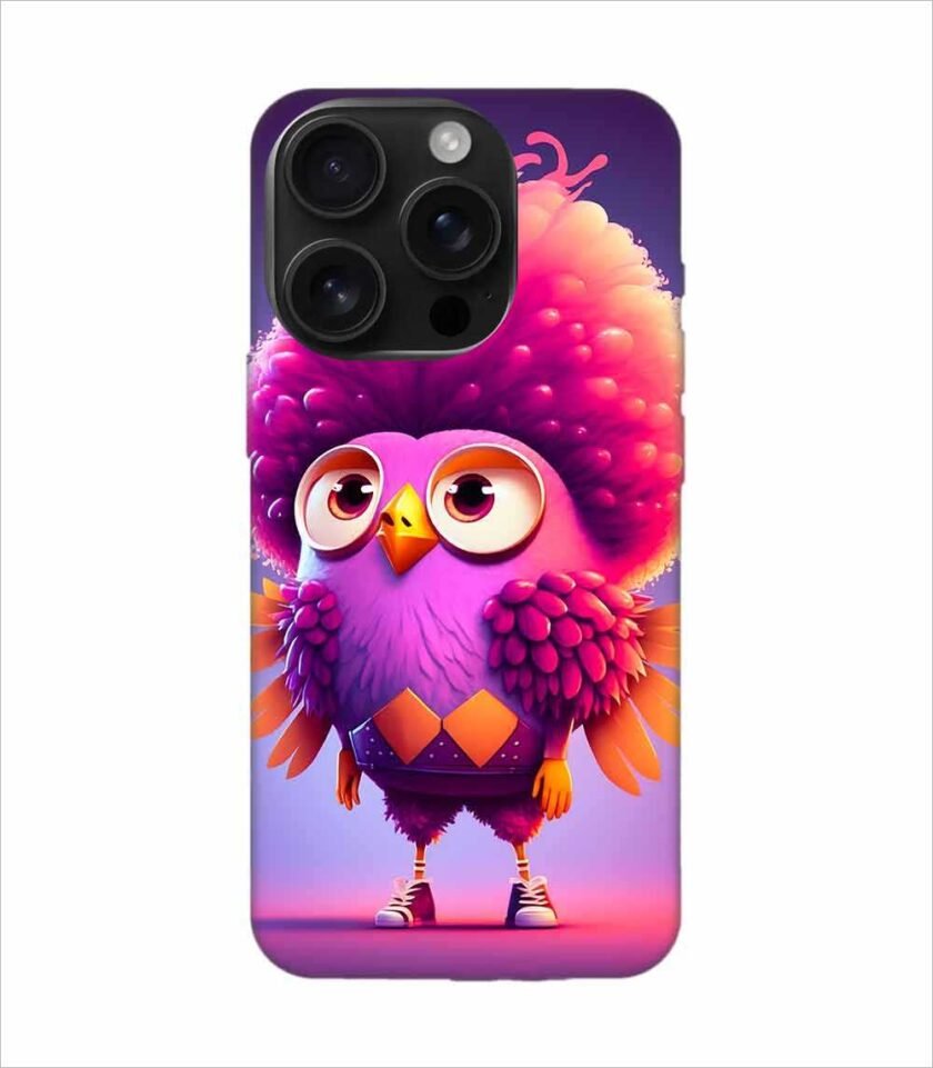 Apple Iphone 16 Pro Back Case Covers Cartoon Character With Pink Bird Its Head