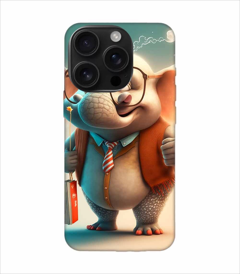 Apple Iphone 16 Pro Back Case Covers Cartoon Character With Red Flag Big Eared Elephant