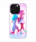 Apple Iphone 16 Pro Back Case Covers Cartoon Characters Walking Pink Background With Blue Background Generative Ai
