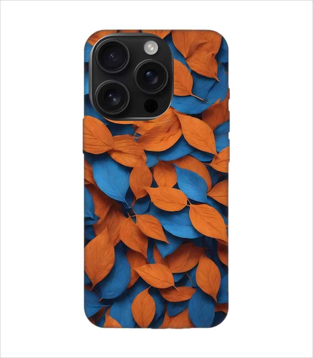 Apple Iphone 16 Pro Back Case Covers Close Up Bunch Orange Blue Leaves Generative Ai