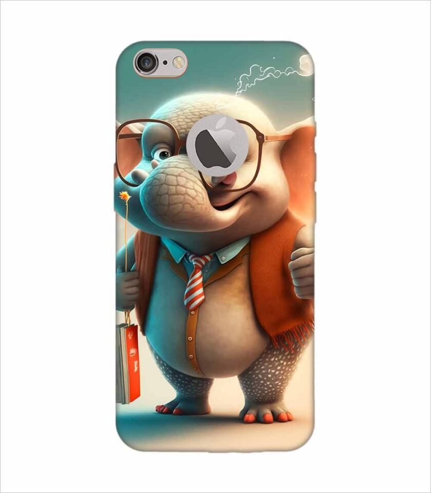 Apple Iphone 6 Logo Cut Back Case Covers Cartoon Character With Red Flag Big Eared Elephant