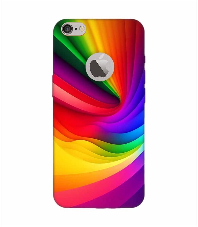 Apple Iphone 6 Logo Cut Back Case Covers Colorful Rainbow Gradient Background Design Shades Light Wallpaper Abstract Geometric Shapes