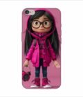 Apple Iphone 6 Back Case Covers Adorable Animated Girl Character Pink Hoodie Glasses Holding Alarm Clock Pink Background