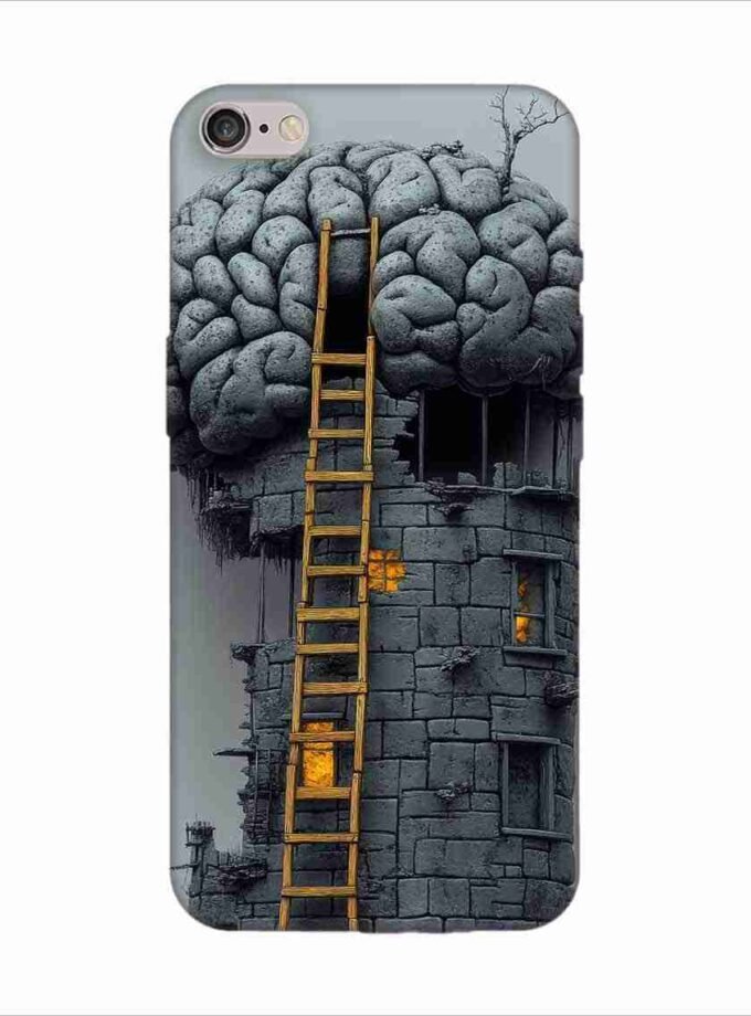 Apple Iphone 6S Logo Cut Back Case Covers 2D Digital Illustration Brain With Ladder