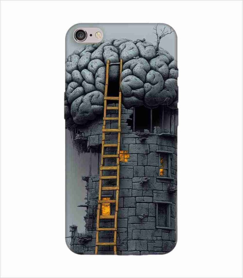 Apple Iphone 6S Logo Cut Back Case Covers 2D Digital Illustration Brain With Ladder