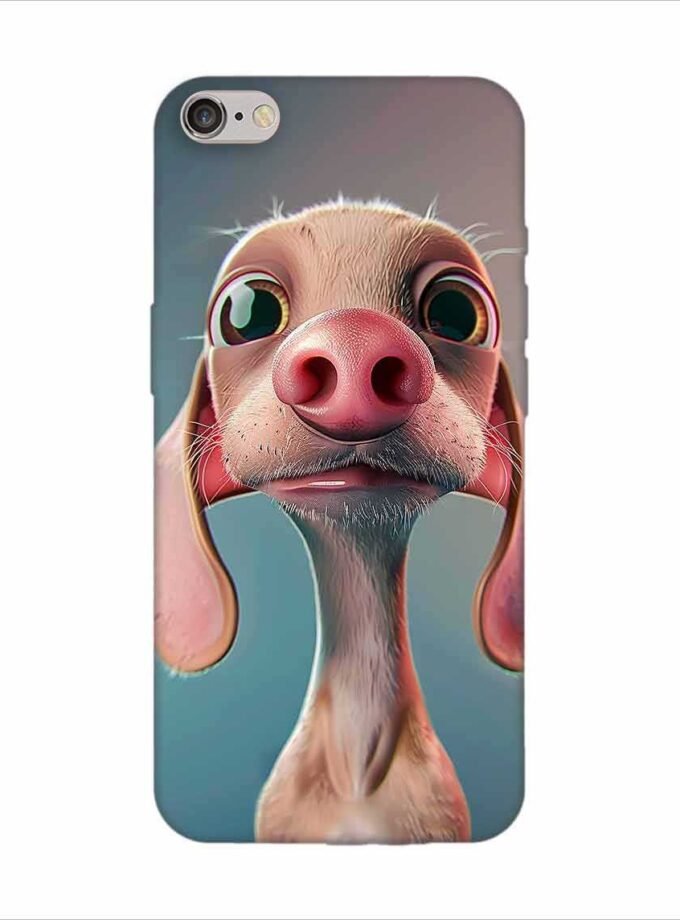 Apple Iphone 6S Logo Cut Back Case Covers 3D Cartoon Style Dachshund Pink Nose Rich Expressions