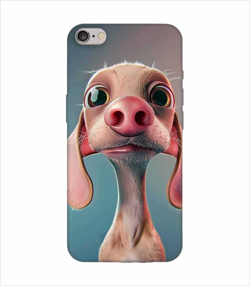 Apple Iphone 6S Logo Cut Back Case Covers 3D Cartoon Style Dachshund Pink Nose Rich Expressions