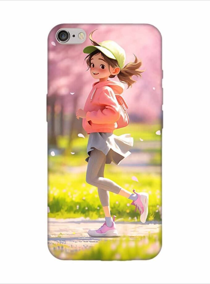 Apple Iphone 6S Logo Cut Back Case Covers Beginning Spring Illustration 3D Illustration Girl Running Spring